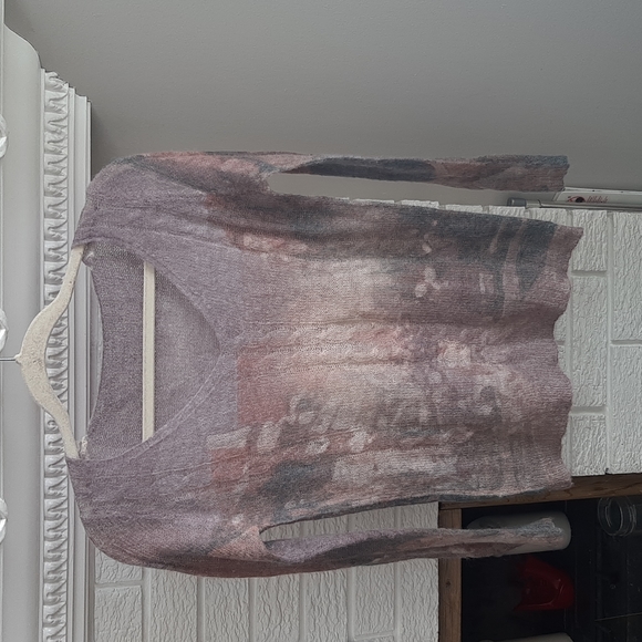 Women's Camo Handmade Knitted Pattern Boutique V- Neck Sweater Size SX - Picture 1 of 11